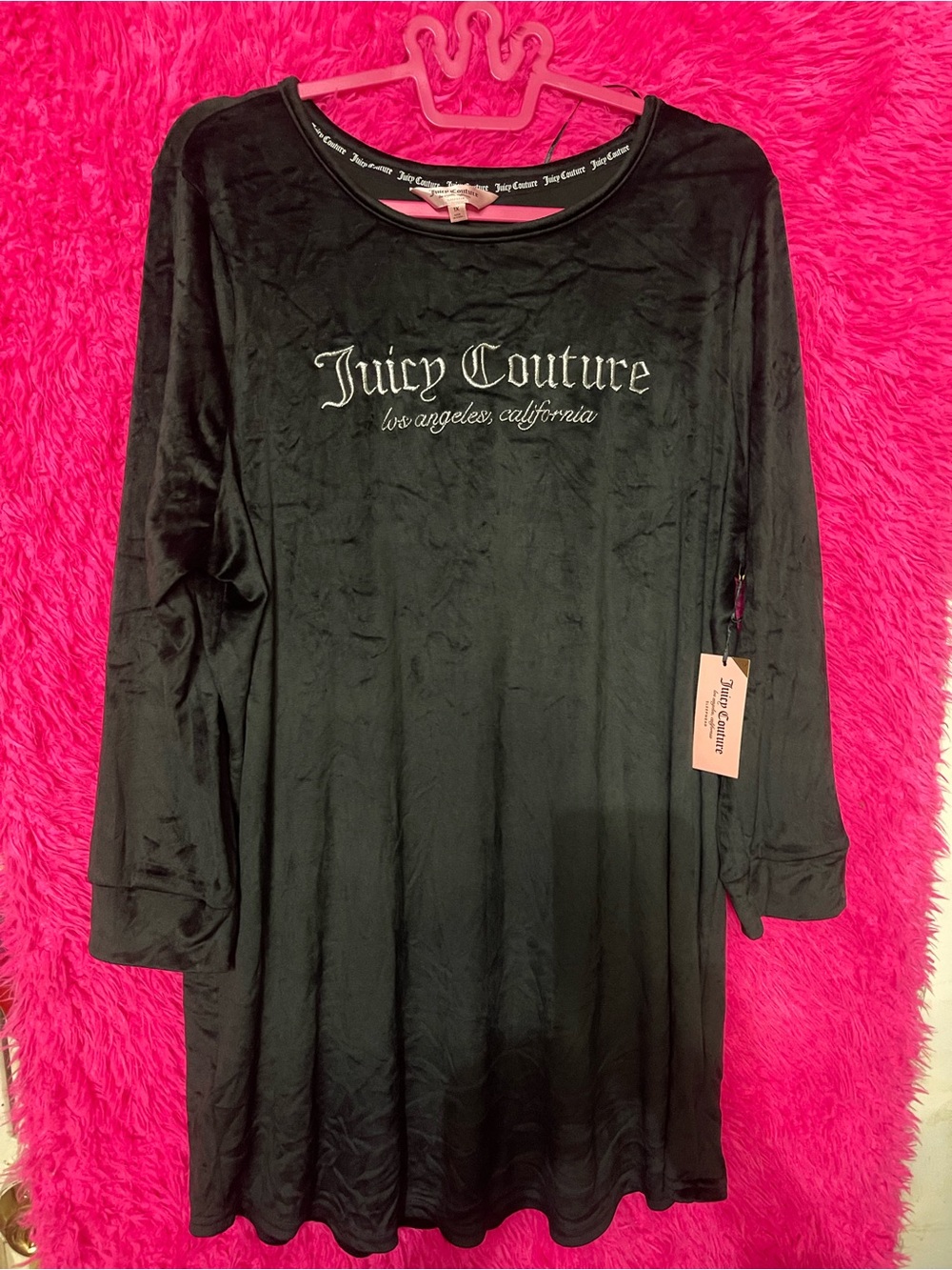 Juicy Couture Black Velour Logo Tunic Dress